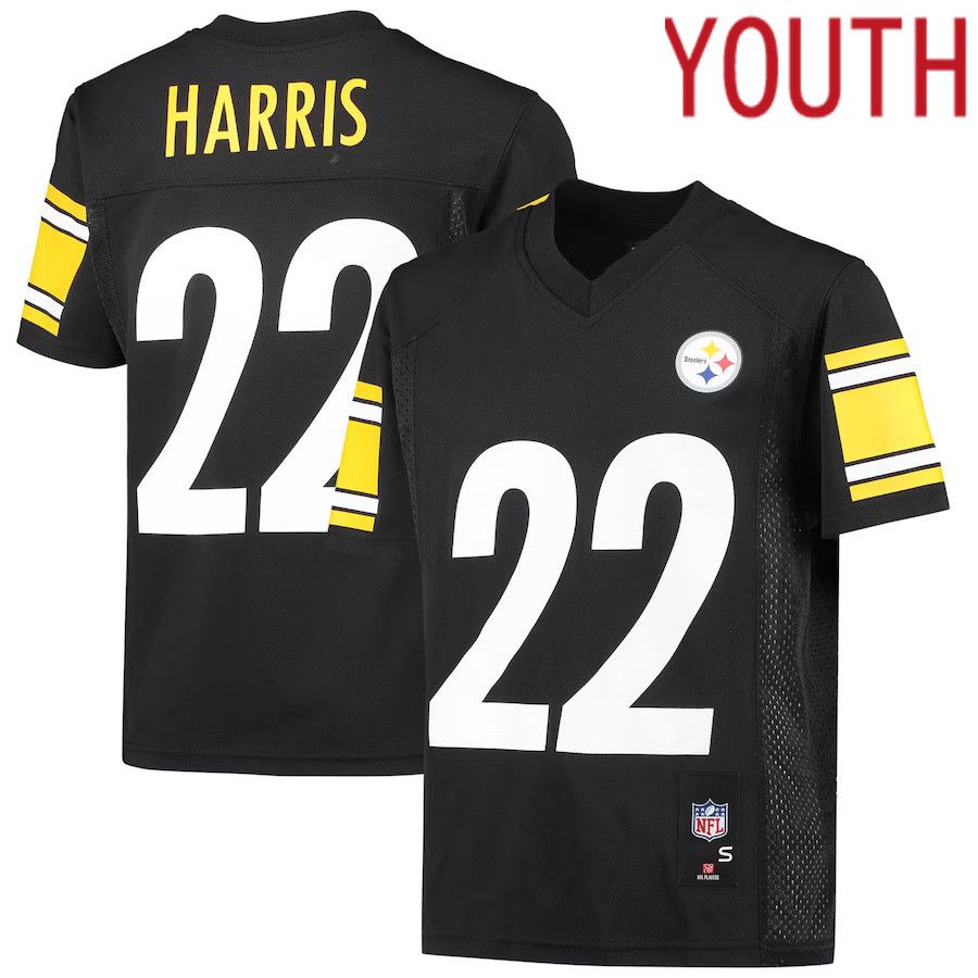 Youth Pittsburgh Steelers #22 Najee Harris Black Replica Player NFL Jersey->women nfl jersey->Women Jersey